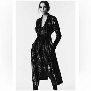 Zara Black Sequin Coat